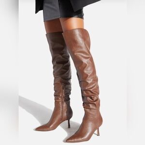 Meya Scrunch Boot Over the Knee Slouchy Stiletto Heels Sz 7